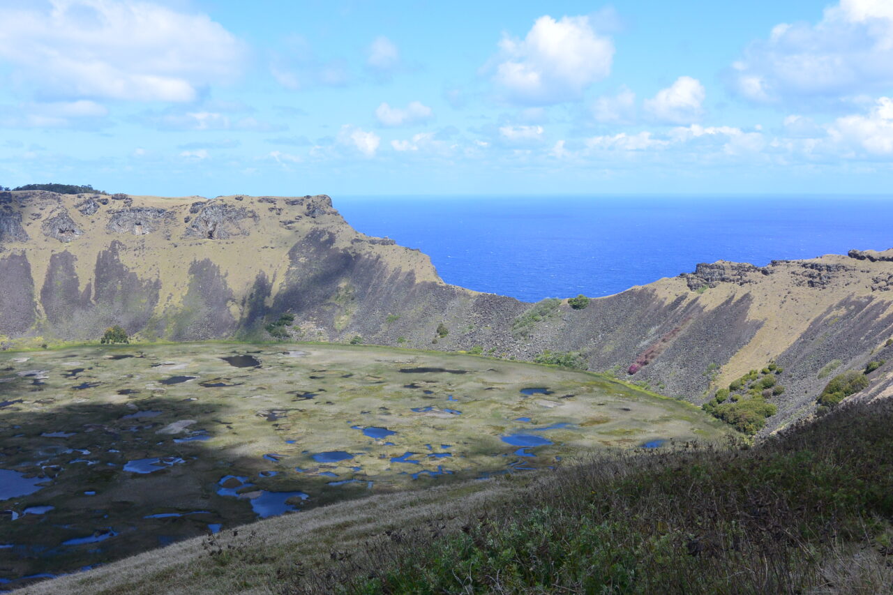 Orongo Village on the Rim of Rano Kau Crater