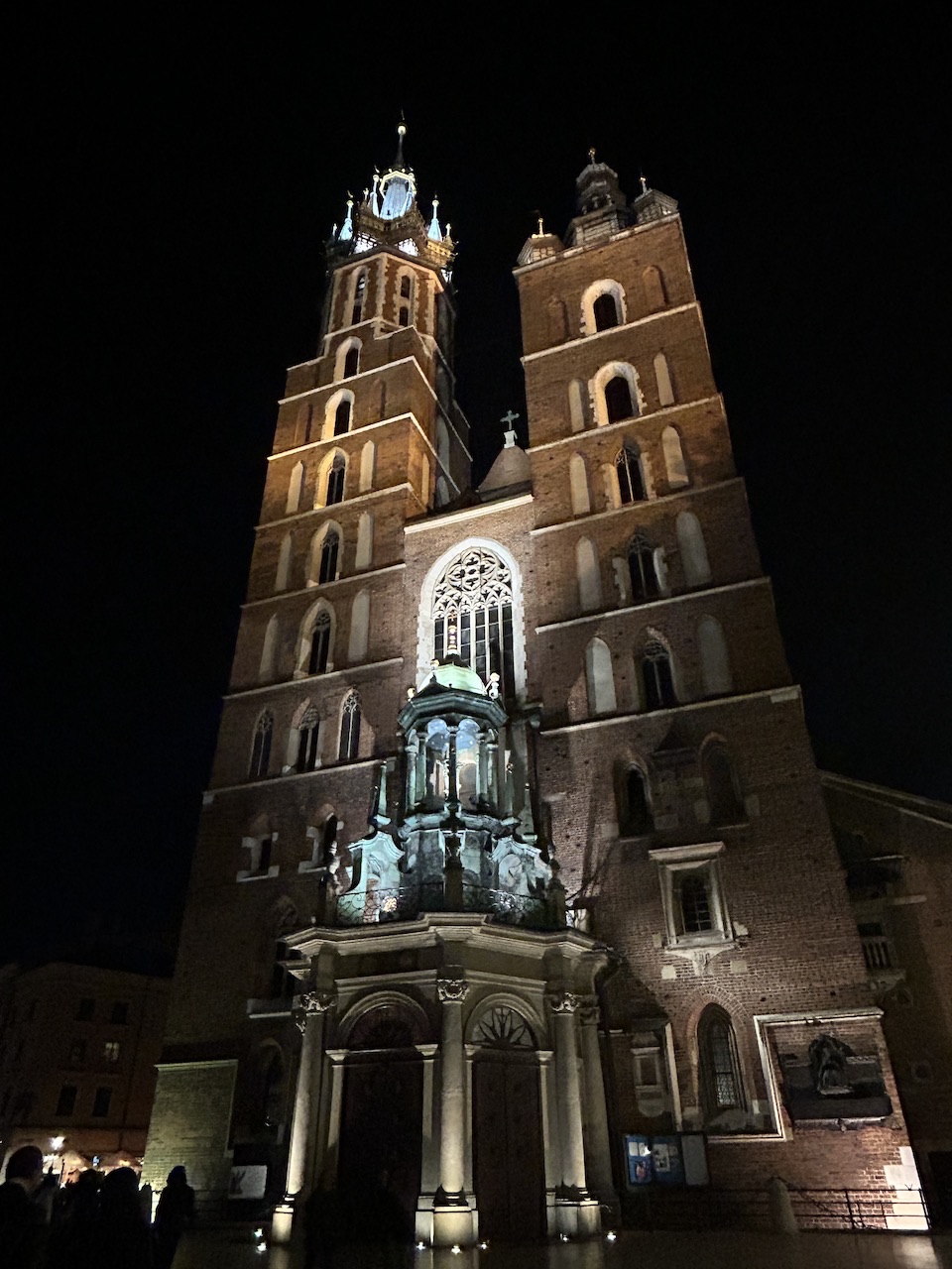 St. Mary's Basilica at night krakow poland